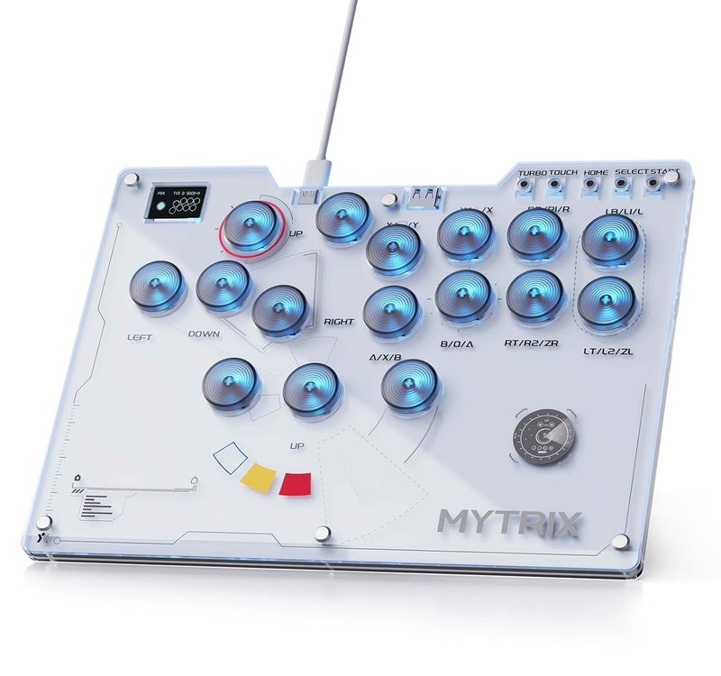 Mytrix Arcade Stick for Haute42 16Keys All-Button Leverless Controller for PC/PS4/PS3/Switch/Steam, Turbo Functions, RGB Light, Supports Hot Swap, SOCD, Removable Plate - Interstellar Design - Image 1